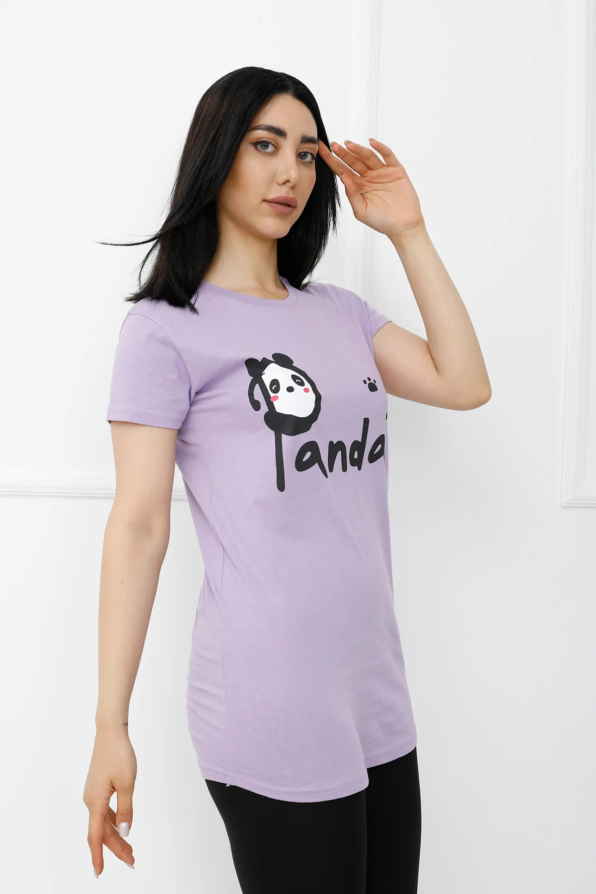 Panda%20Baskılı%20Tshirt%20AçıkMor%20-%20310.653