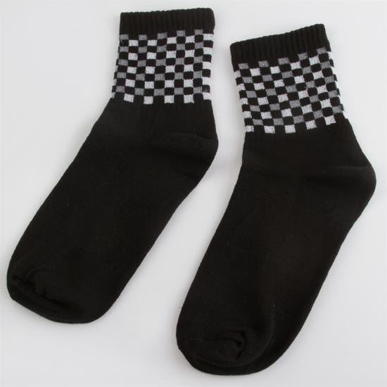Kare Desenli Kolej Çorap 8*28 - Siyah