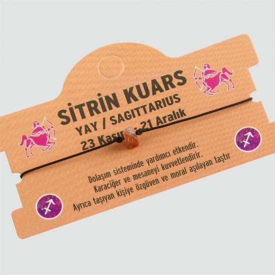 Sitrin Kuars Doğal Taşlı Yay Burç Bileklik - DL0101