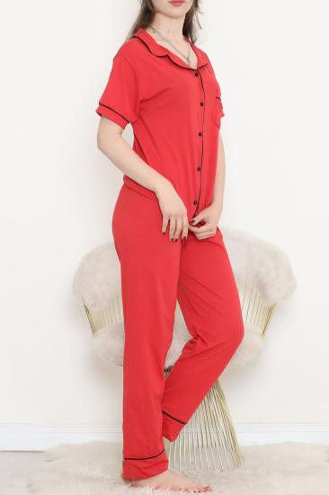 Önü Cepli Pijama Takımı Kırmızı - 11404.1048.