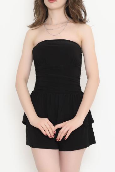Straplez Şortlu Elbise Siyah - 12146.148.