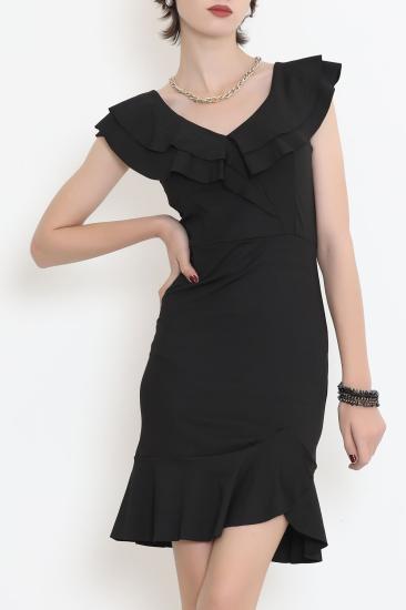 Volanlı Mini Elbise Siyah - 12240.631.