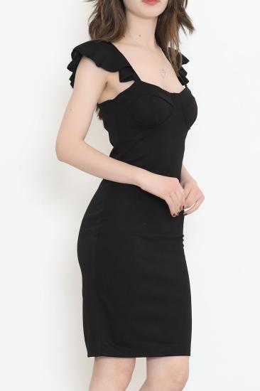Askılı Fırfırlı Elbise Siyah - 12246.631.