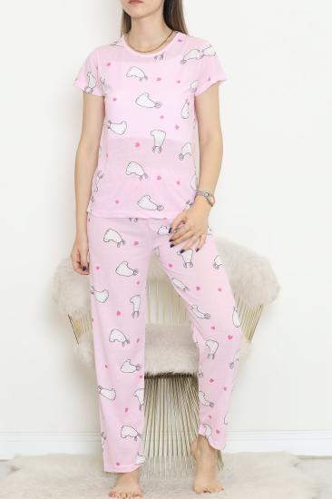 Desenli Pijama Takımı Beyazpembe - 130.1287.