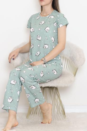 Desenli Pijama Takımı Mintbeyaz - 130.1287.