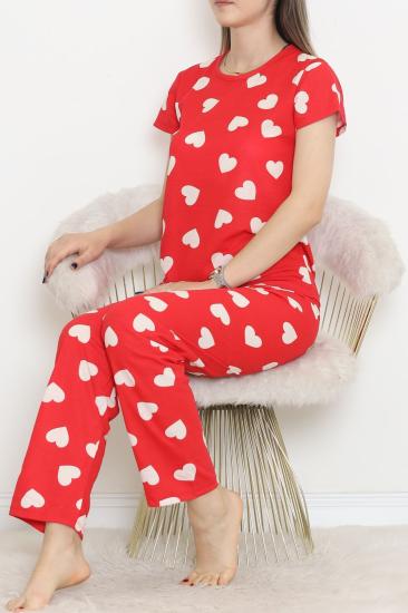 Desenli Pijama Takımı Kırmızıkalpli - 130.1287.