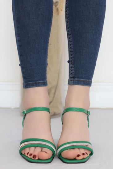 5 Cm Topuk Taşlı Ayakkabı Yeşil - 18501.264.