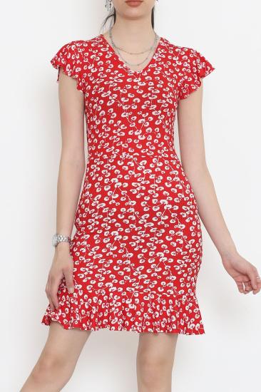 Altı Fırfırlı Elbise Kırmızıçiçekli - 2255.555.