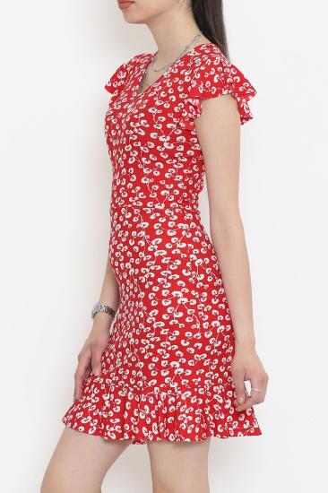 Altı Fırfırlı Elbise Kırmızıçiçekli - 2255.555.