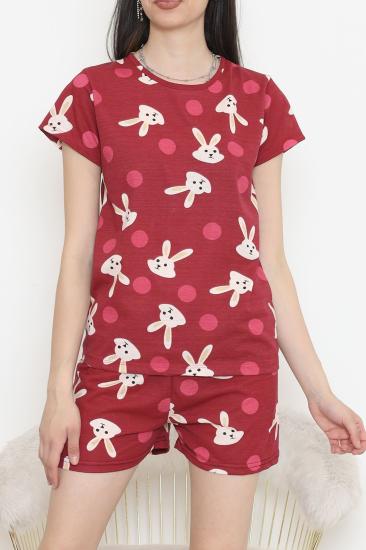 Şortlu Pijama Takımı Bordo - 390.1287.