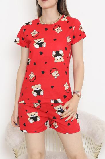 Şortlu Pijama Takımı Kırmızı - 390.1287.