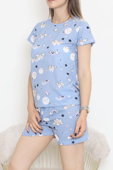 Şortlu Pijama Takımı Mavi - 390.1287.