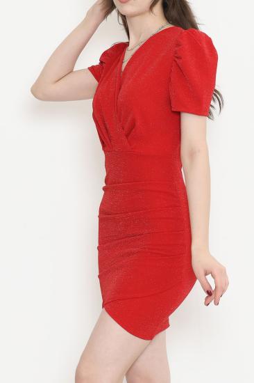 Simli Krep Elbise Kırmızı - 582048.1592.