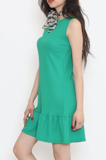 Kolsuz Eteği Fırfırlı Elbise Yeşil - 949.1247.