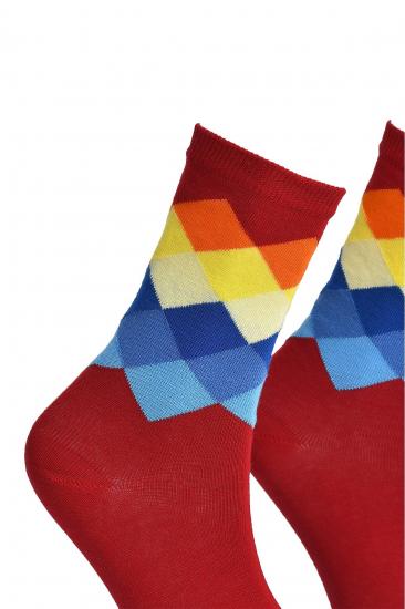 Unisex Renkli Kare Çorap Kırmızı - LksÇrp17